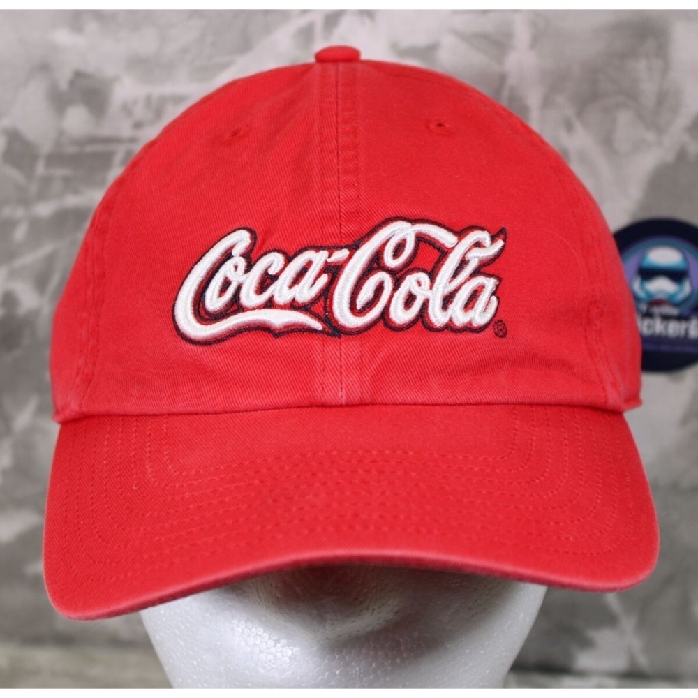 Coca-Cola Atlanta Spell Out Coke Hat‎ Red White Strapback Mens Baseball Cap